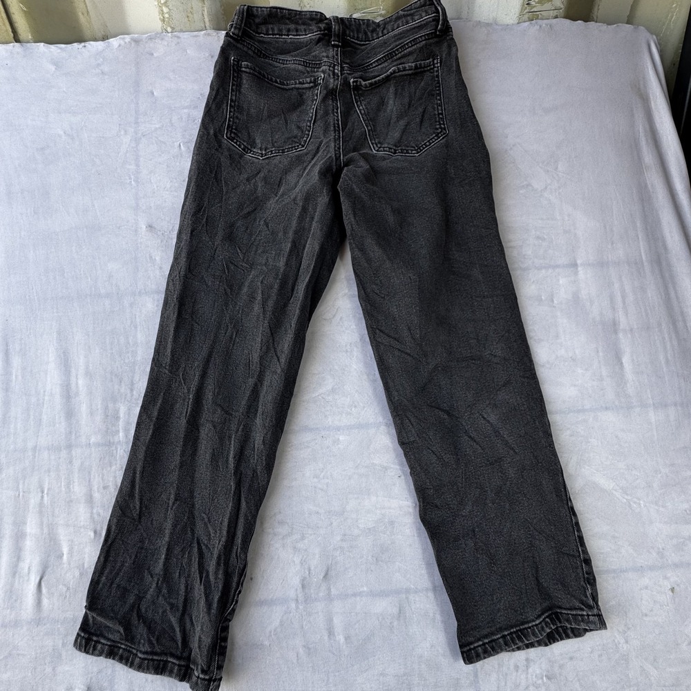 SO High Rise Straight Jeans Womens 3/26W Dark Gray Denim Y2K Distressed Workwear